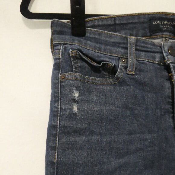 LUCKY BRAND - Mid Rise - Skinny - Ava | size 4/27 | Distressed Blue Denim Jeans - Picture 3 of 16